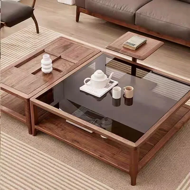 

North American black walnut coffee table living room home new Chinese solid wood tea modern simple light luxury