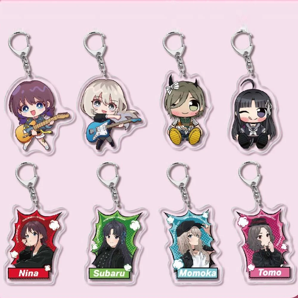 Anime Girl Cry team GBC Cute NINA ISERI SUBARU AWA Kawaii Acrylic Key Chain Keyring Strap Figure Hanging Accessories Pendant