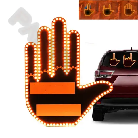 1PC 신차 SUV 실내 후방 유리 중간 손가락 핸드 램프 리모컨 손가락 경고 브레이크 라이트 LED 제스처 라이트
