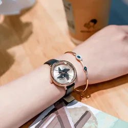 Retro rotating windmill women's quartz watch automatic waterproof simple elegant high quality women's luxury watch woman's gift