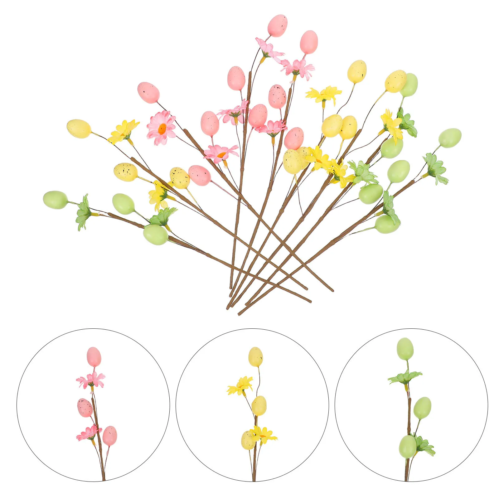 

9Pcs Decorative Easter Egg Branch Twig - Faux Spring Floral Arrangements Stem - Easter Centerpiece Branch for Home Decor DIY