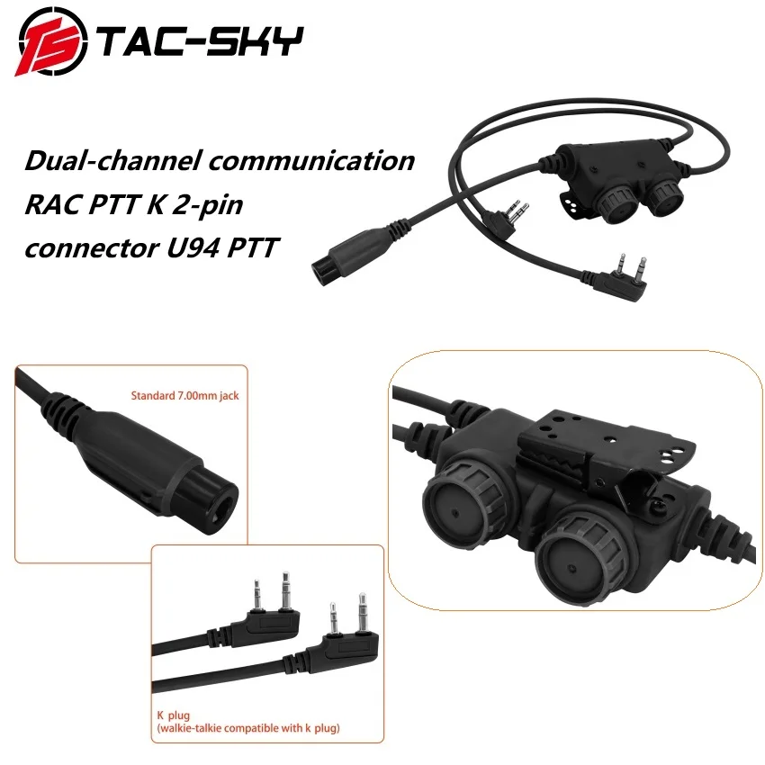 TAC-SKY Dual-channel Communication RAC PTT K 2-pin Connector U94 PTT Suitable for Baofeng UV5R