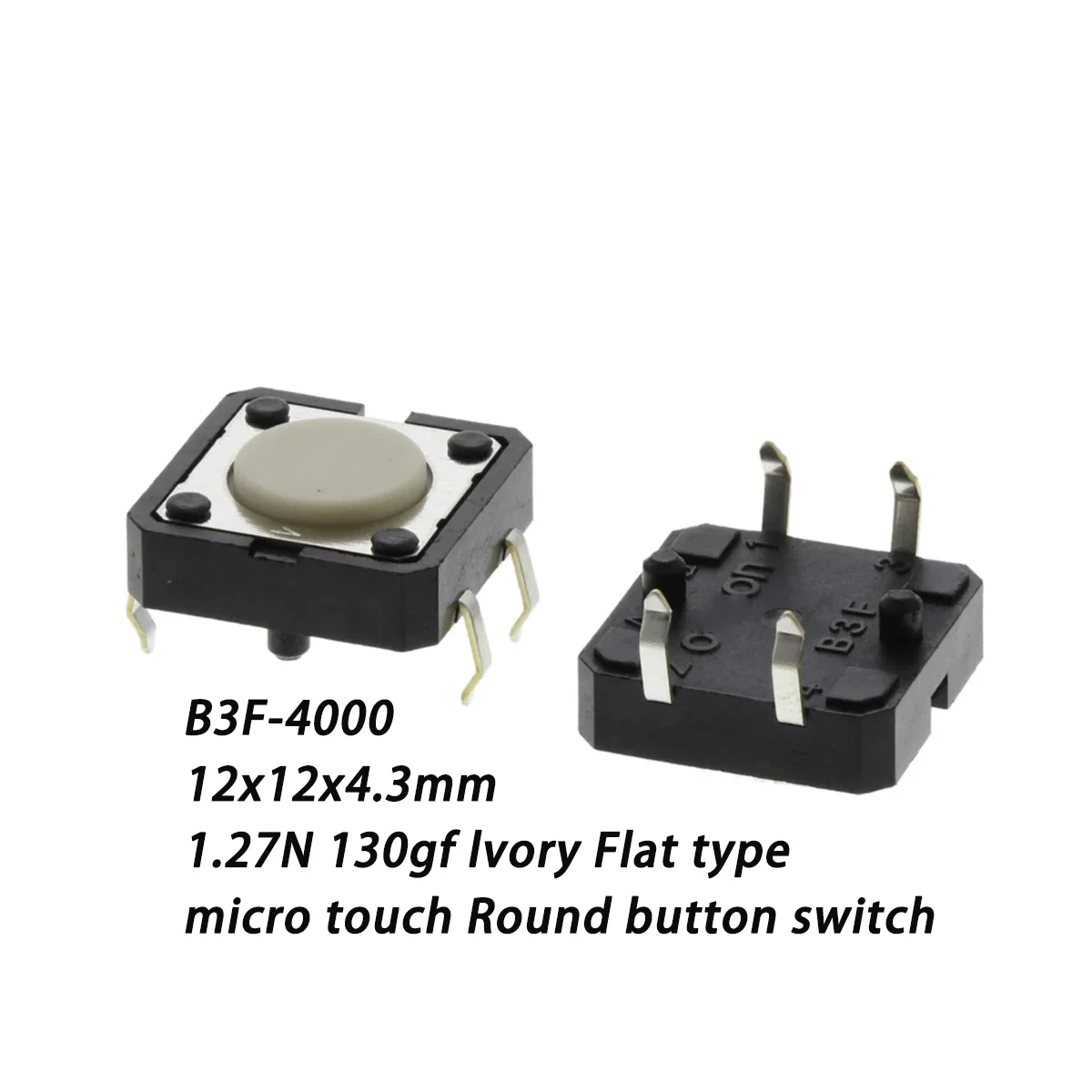 20PCS B3F-4000 12*12*4.3 micro touch Round button switch 12x12x4.3mm lvory with positioning column 1.27N 130gf NEW original B3F