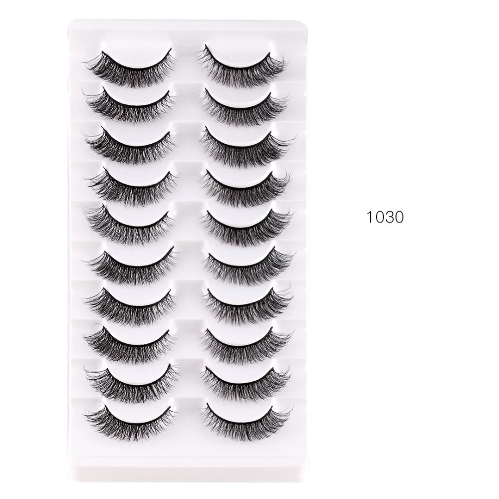 10 pares de pestañas postizas naturales largas de belleza para mujer pestañas de visón 3D esponjosas y tenues banda negra volumen pestañas extensión de pestañas