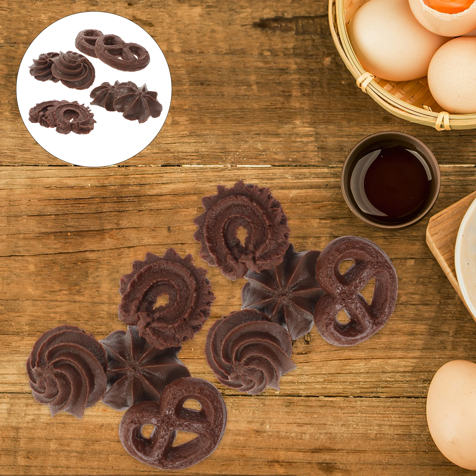 

8pcs Lifelike Resin Cookie Realistic Artificial Biscuits Decorative Props For Bakery Display Educational Playthings