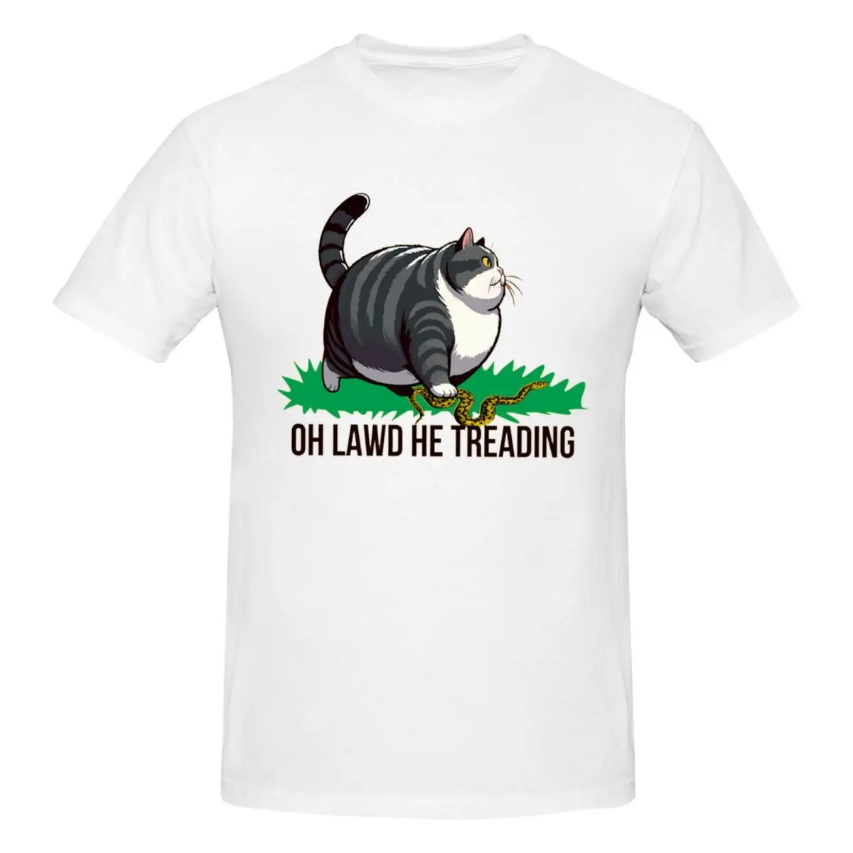 Oh Lawd He Treading Men T-Shirt Classic Plus Size T Shirts Men's O-Neck Cotton Tees Short Summer Male