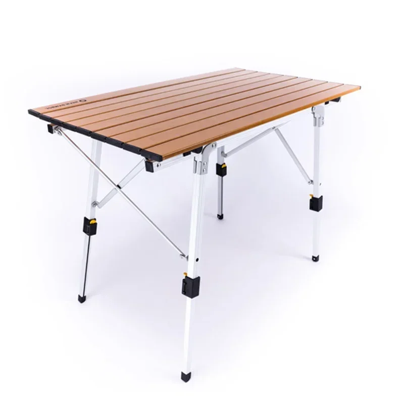

Outdoor Table Folding Silver Imitation Wood Portable Camping Hiking Photogenic Adjustable Picnic Foldable AL Ultralight Desk