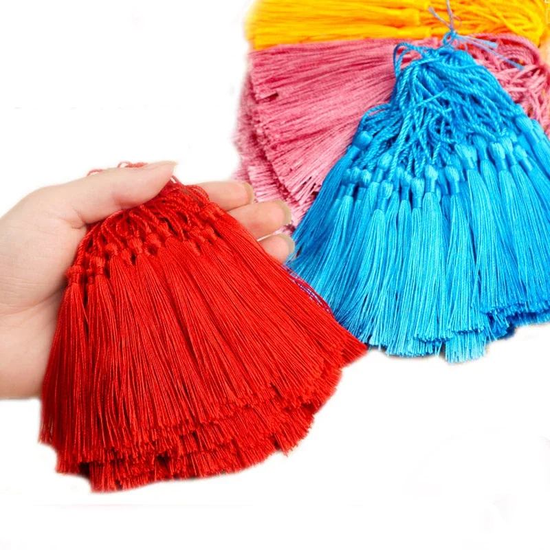 32/100Pcs 7CM Polyester Silk Tassel Fringe Brush Tassels Trim for Crafts DIY Jewelry Home Decor Embellish Curtains Accessories