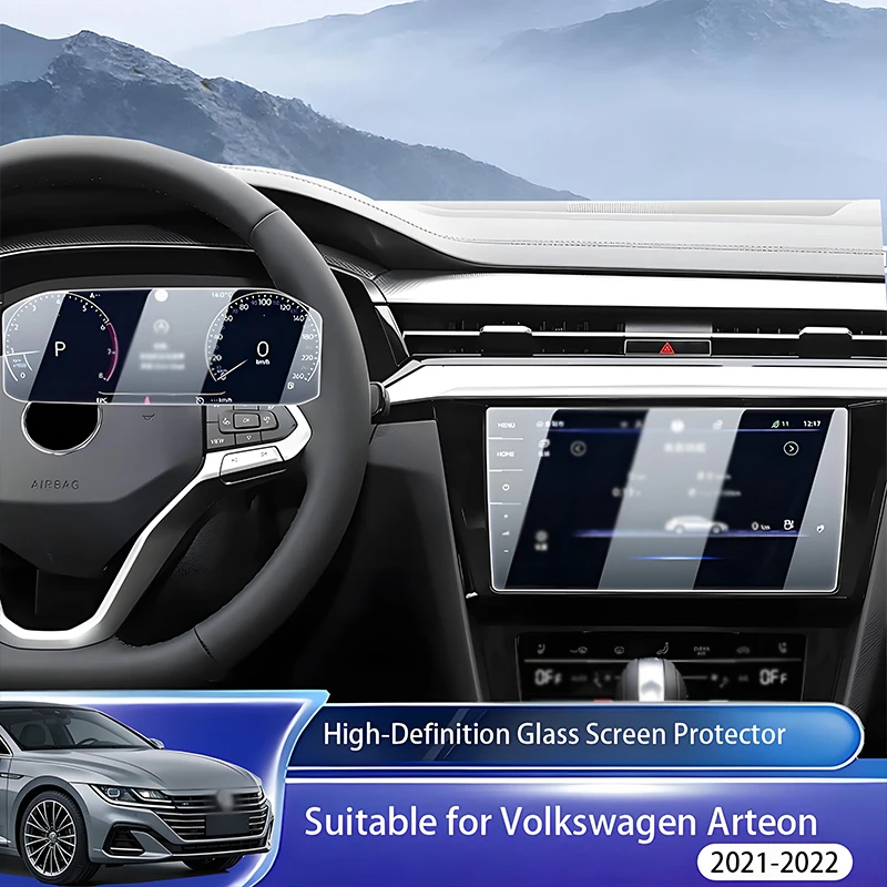 

Tempered glass screen protector for 10.3-inch instrument panel and 9.2-inch navigation panel of Volkswagen Arteon 2021-2022 mode