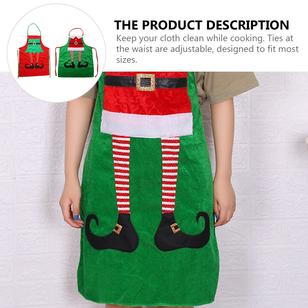 

2 pcs Christmas Apron Sleeveless Pinafore For Women Cooking Baking Waist Bib Kitchen Aprons Holiday Party Decor Elf Design