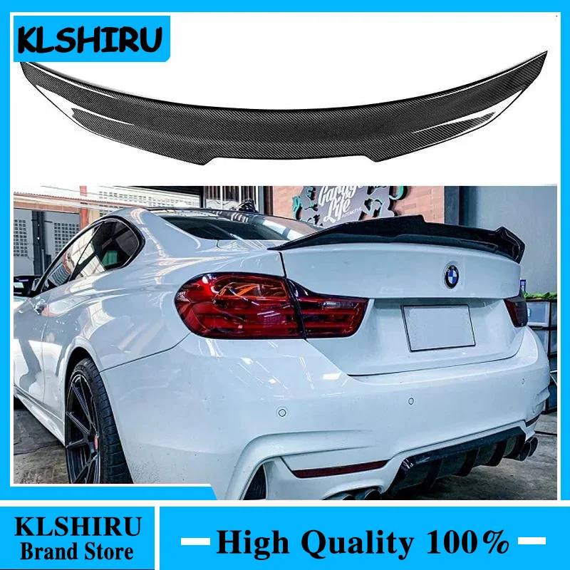 F32 Real Carbon Fiber Car Trunk Boot Lip Spoiler Wing Lid Big For BMW F32 4 SERIES 428i 435i 440i 2DR 2014-2020 PSM Style