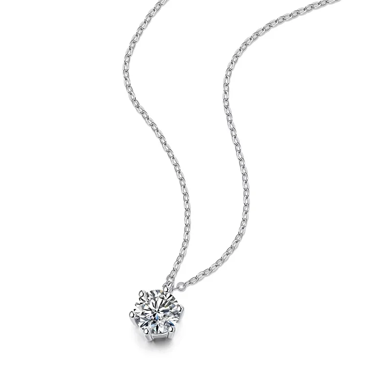 New 2ct Moissanite 925 Sterling Silver Necklace Pendant Chain Fine Jewelry for Woman Wedding Sparkling Classic Party Fashion image 4
