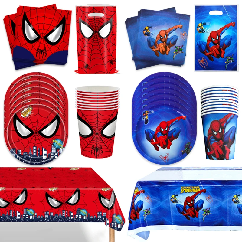 Spiderman Birthday Party Supplies Tableware Set Cup Plates Napkins for Kids Birthday Decoration Boys and Girls Baby Shower