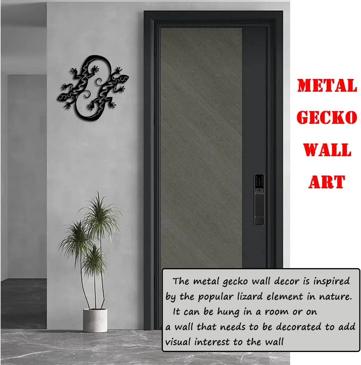 

Hello Young Gecko Iron Indoor Outdoor Crafts Interior Home Decoration Great for Living Room Bedroom Hallway Outdoor Wall Mounted