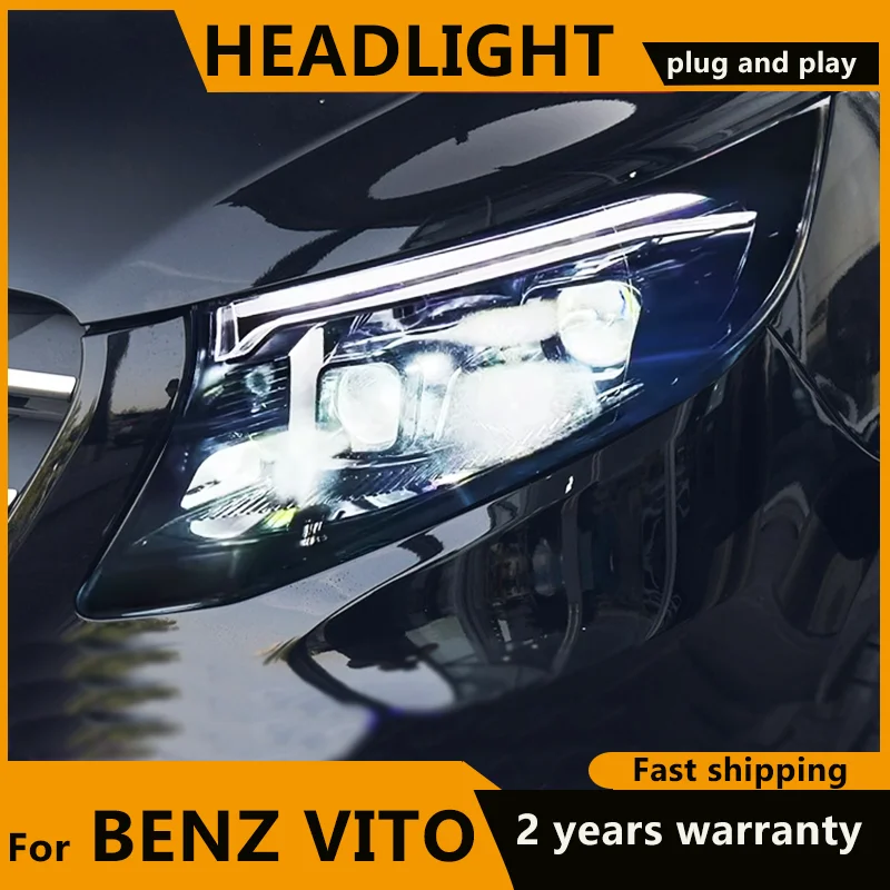 Head Lamps for Benz Vito W447 Head lights 2016-2023 LED Headlights LED DRL Projector Lens Dynamic turn signal Auto Accessories