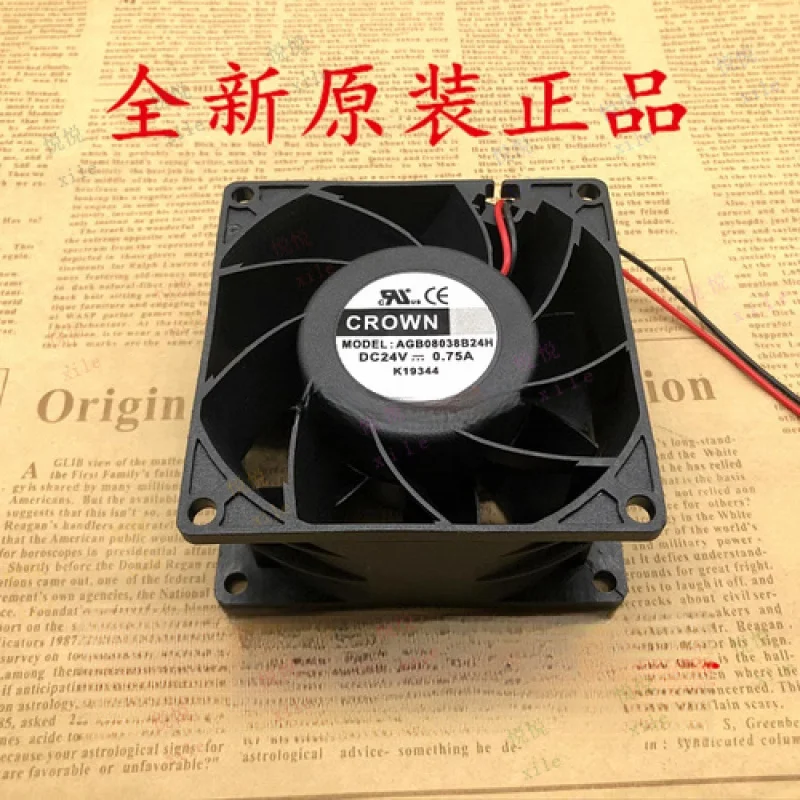 

L L FOR CROWN AGB08038B24H 8038 DC24V 0.75A 8CM 2-Wire Cooling Fan