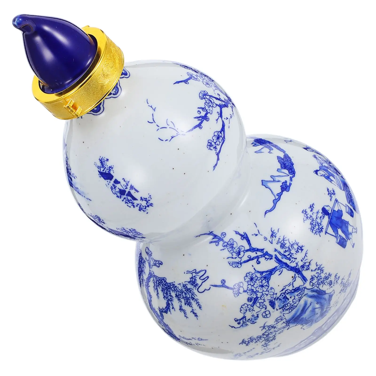 

Porcelain Bottle Gourd Pot Small Ginger Jar Sake Chinese Cup Christmas Decor Miss