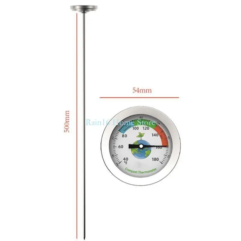 02DB 50 roestvrijstalen compost grond thermometer Celsius meet tuin 40-180 ℉