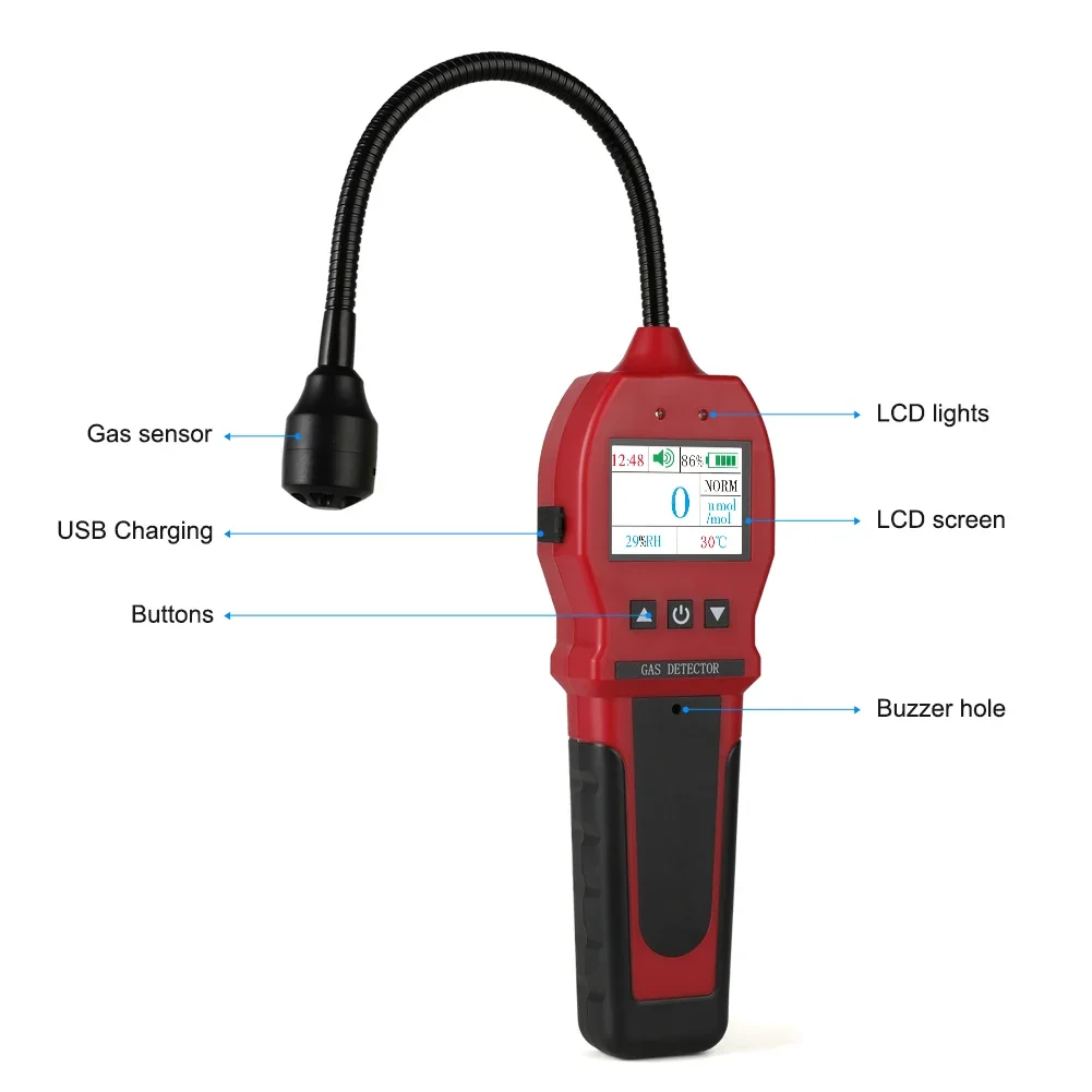 Detector de vazamento de gás multi portátil Bosean passa com sensores inteligentes detector de alarme de vazamento de gás