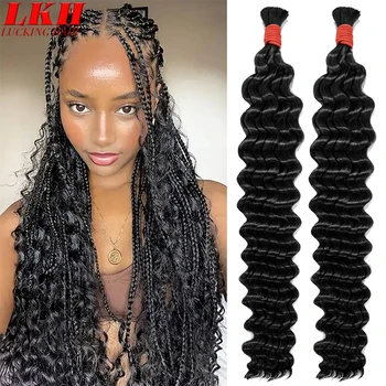Natural Braiding Hair Human Bulk Hair Deep Wave Bulk Human Braiding Hair for Braids Hair No Weft Deep Wave Human Hair Extensions