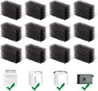 12 Pack Cat Water Fountain Sponge Filters, Replacement Foam Filters for 67oz/2L Pet Fountain 65oz/1.85L Dog Drinking Fountain