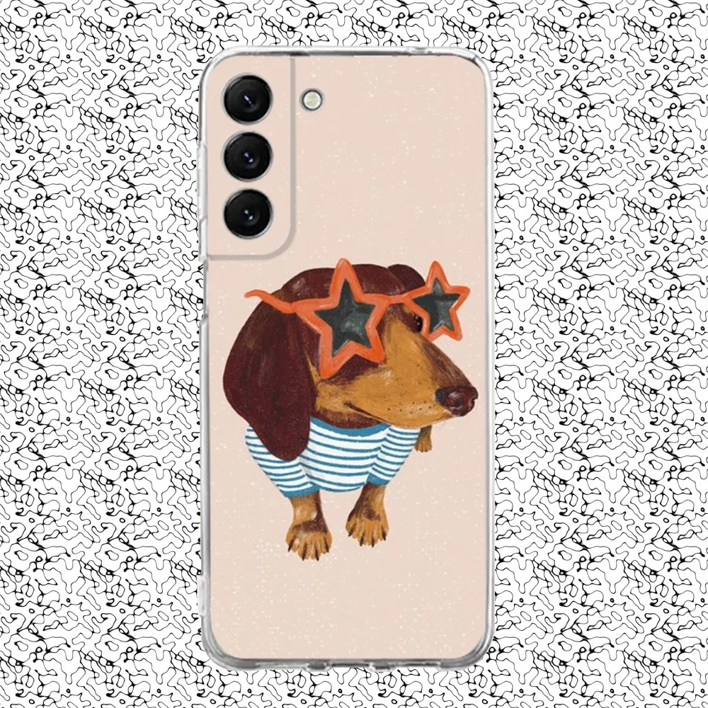 Silikonowe etui na telefon Sausage Dog Dachshund do Samsung S30, S23,21,22,20 Ultra, S20 FE lite, S10,9,PIus Note20 Ultra Cover Clear