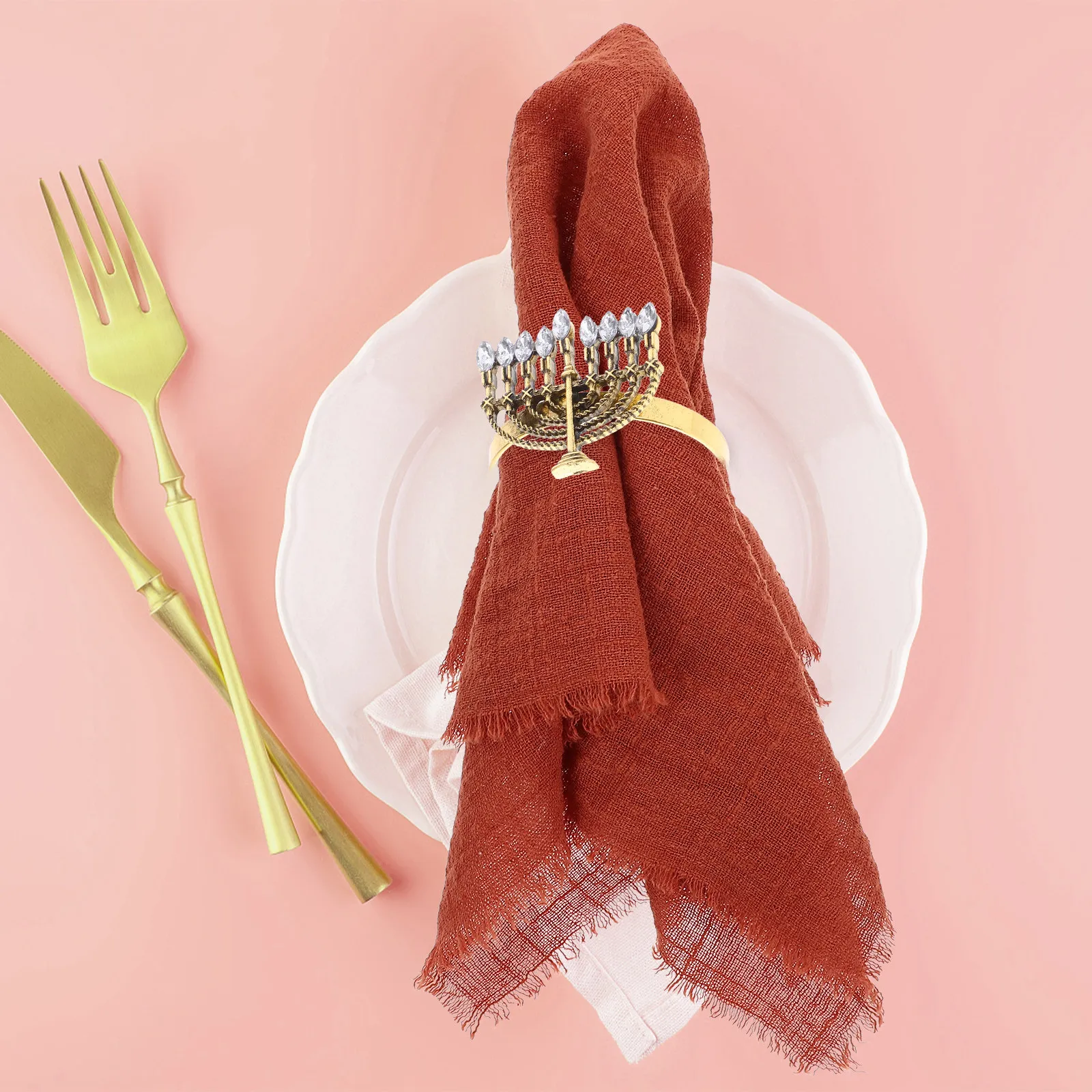 

Набор из 4 держателей для салфеток в форме Меноры, элегантные металлические кольца для салфеток для украшения обеденного стола, банкетов и вечеринок