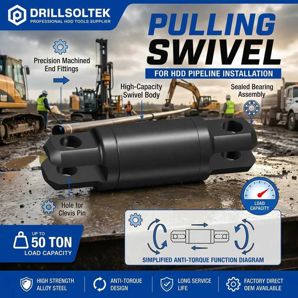 

Drillsoltek HDD Drilling Swivel Connector For Heavy Duty Pipe And Cable Pulling