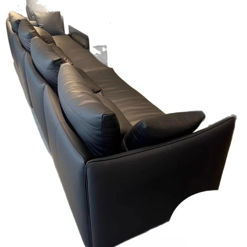 

Sofa, minimalist black leather sofa modern retro delicate luster, warm touch
