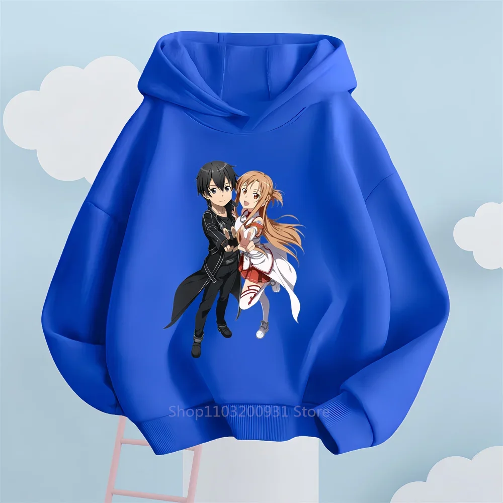 فن السيف على الإنترنت-كنزة بغطاء رأس أنيقة غير رسمية للأطفال ، تصميم كرتون رائع ، مثالية للارتداء في الهواء الطلق ، من سن 3 إلى 14 سنة ،