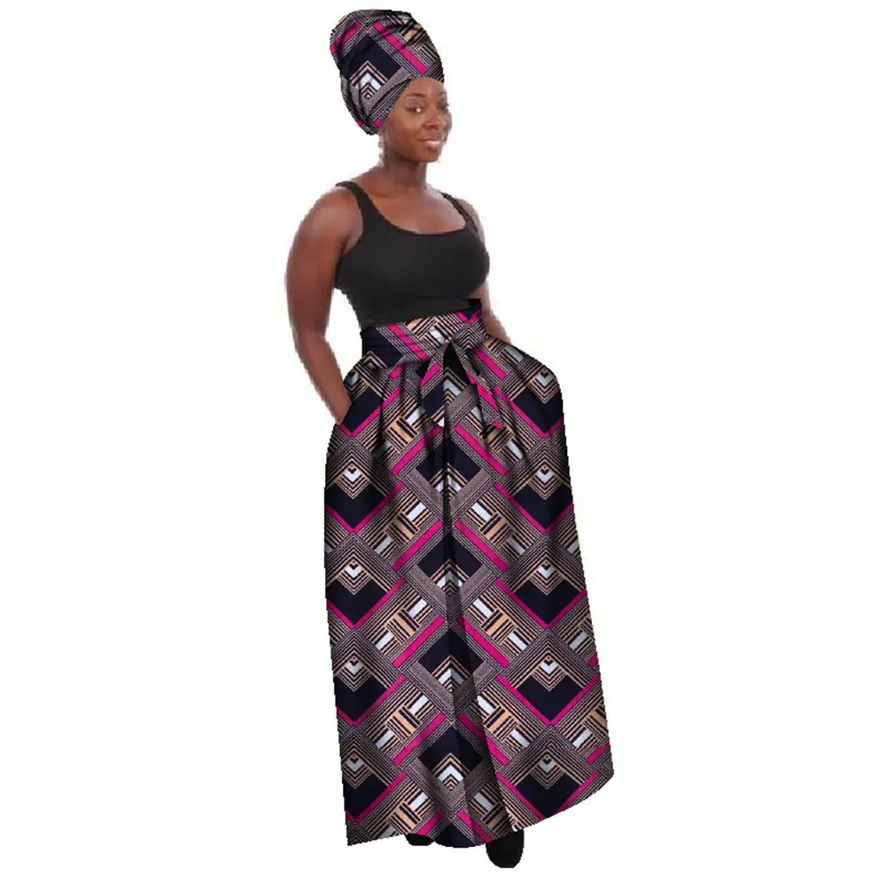 

Summer Dashiki African High Waist Ball Grown Skirt Bazin Riche African Skirt+ Headscarf Africaine Pour Les Femmes WY268