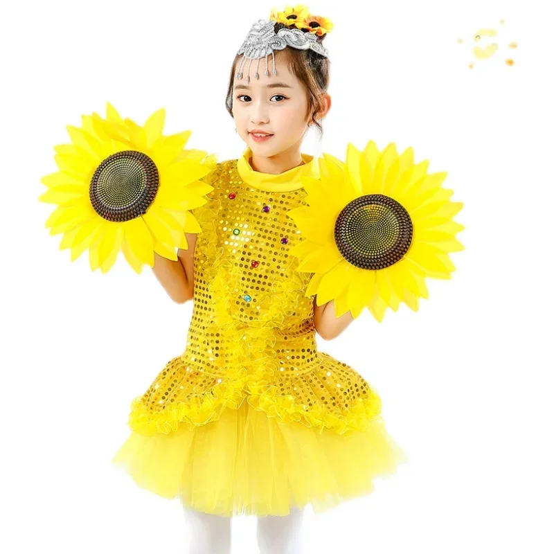 Children\'s Performance Costume with the Style of June 1st: Sun Dance Stage Performance: Sunflower Performance Dance Skirt