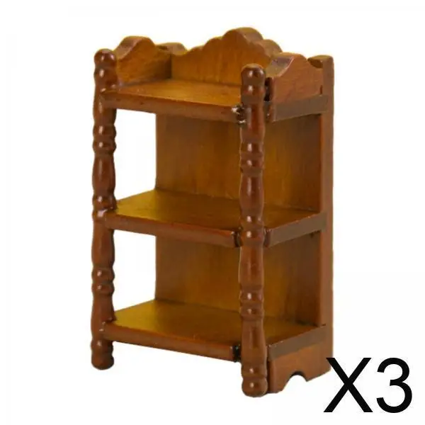 

3x имитация масштаба 1/12, миниатюрная 3-уровневая полка для хранения, аксессуары для кукол