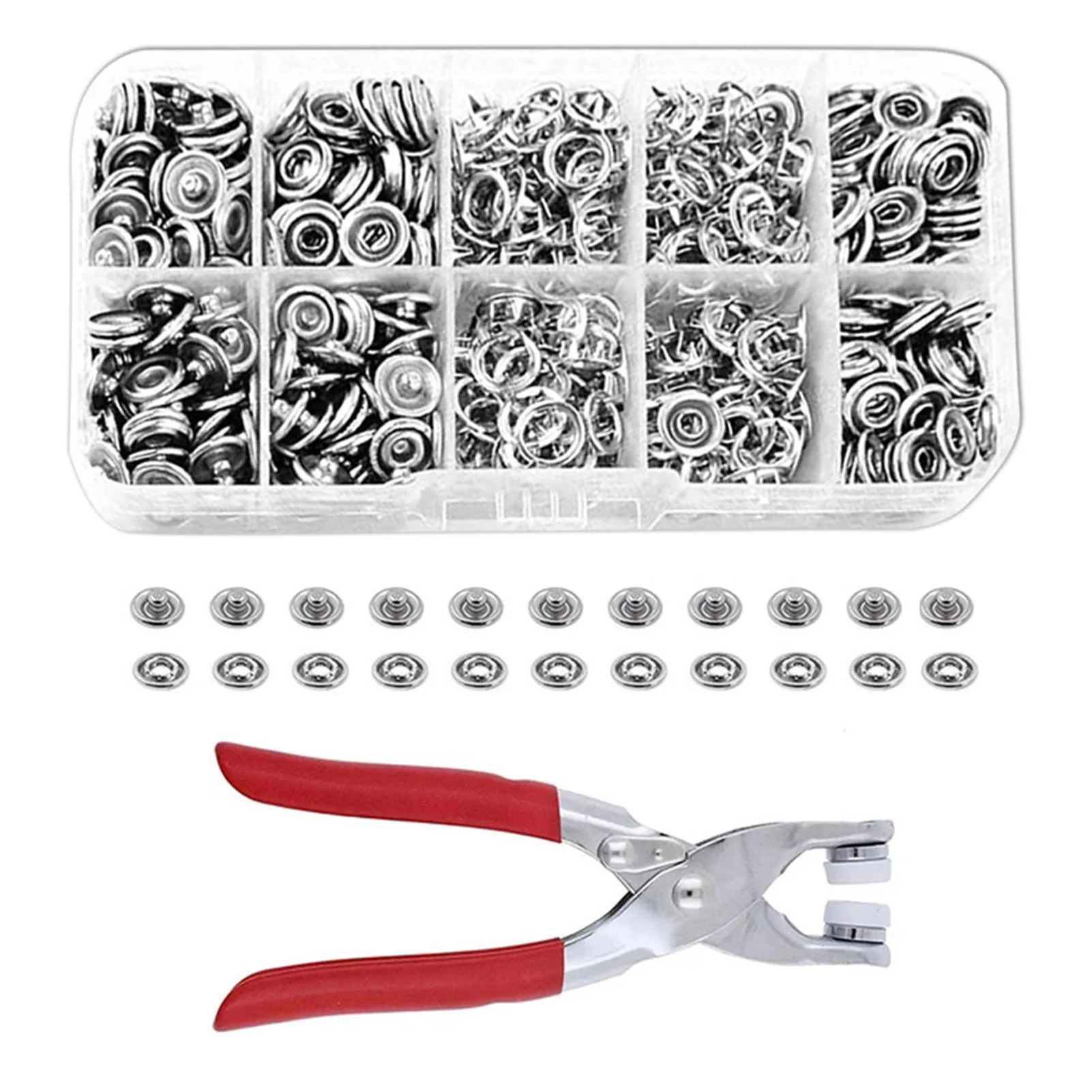 50Set/100 Set Colorful Metal Sewing Buttons Plier Tool Hollow/Solid Prong Press Studs Snap Fasteners for Installing Clothes Bags