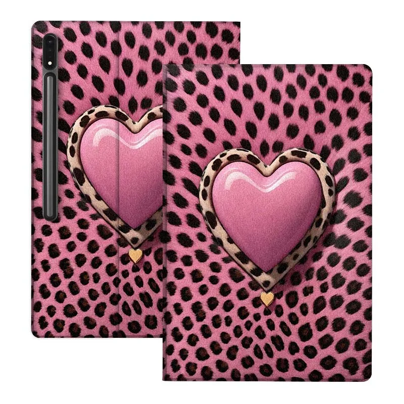 

Sparkling Leopard Heart Pink Gift For Samsung Galaxy Tab S10 S9 S8 S7 FE Lite Soft Flexible Support Tablet Case