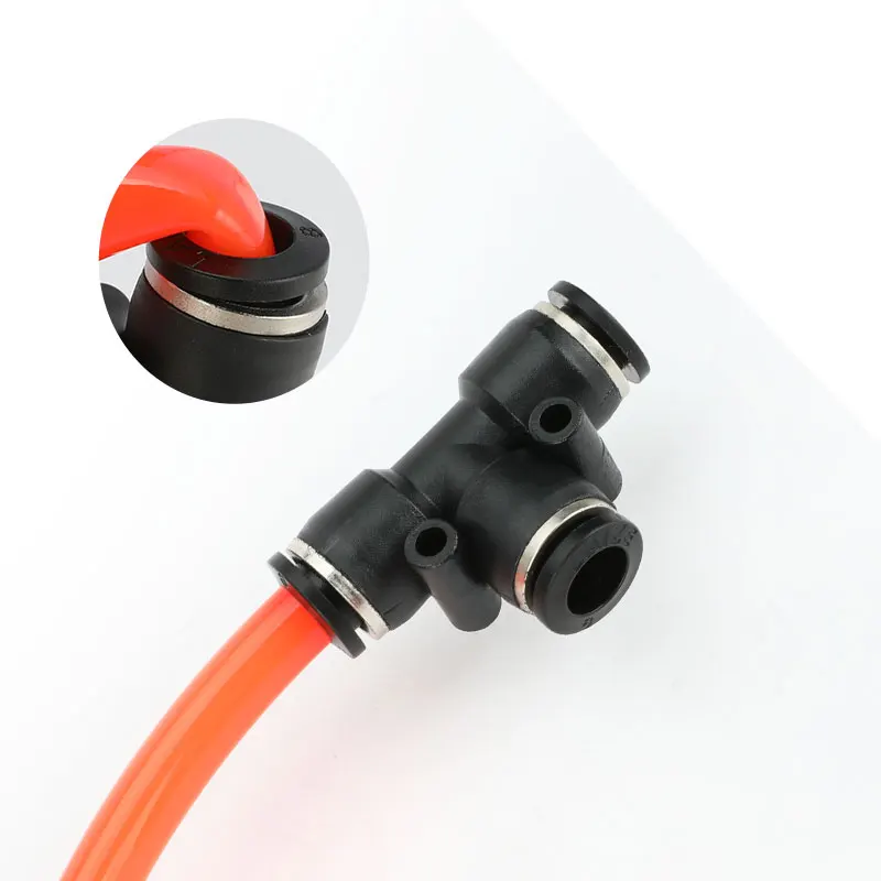 Fitting Black Pneumatic Connector  push Air Assembly Straight Elbow Quick Joint