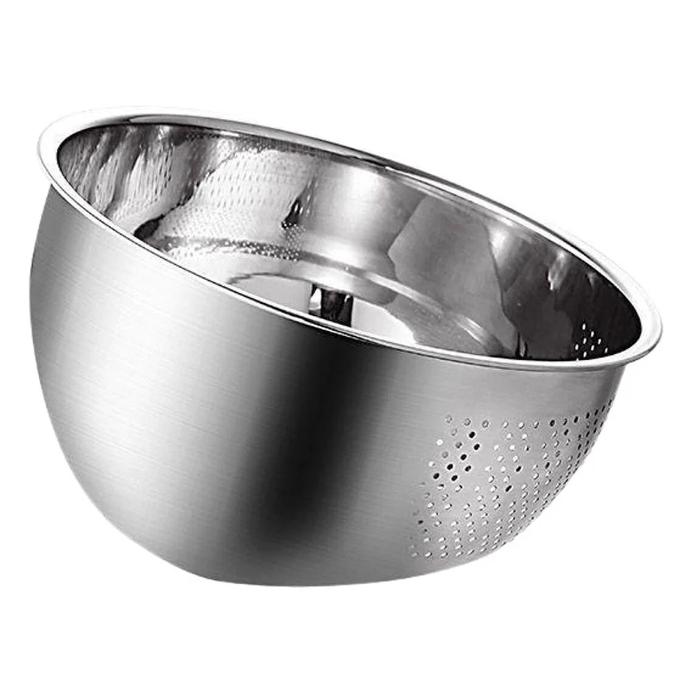 Stainless Steel Slanted Bottom Kitchen Drain Basket For Rice Washing And Food Rinsing For Efficient Draining Multi-Purpose Use