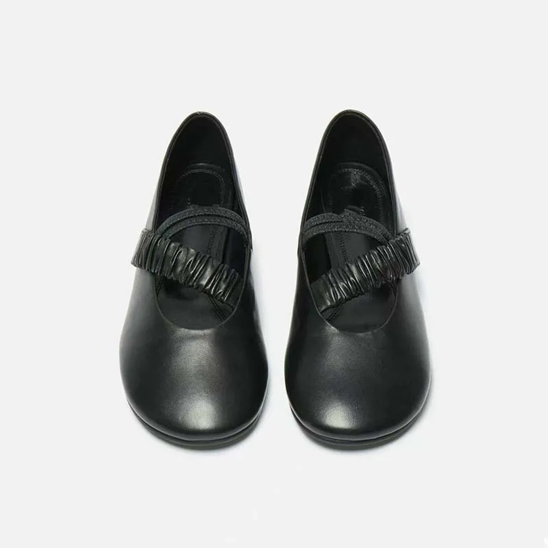 

Pleats Mary Jane Women Flats Black Blue Red Leather Loafers Brand Sapatos Femininos