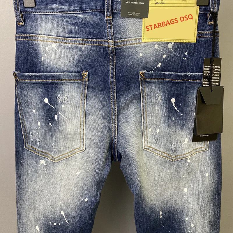 Starbags Dsq 9825 zerrissene Jeans quadratische Jeans Herren coole Mode kleine Füße Jeans Hosen