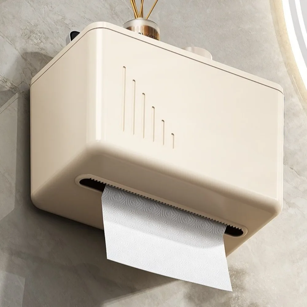 

Plastic Toilet Tissue Box Multifunctional Waterproof Toilet Paper Roll Storage Square Non Perforated Wall Mounted Storage Box