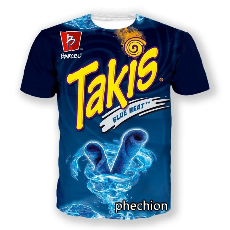 Phechion New Men\'s and Women\'s Snack Takis 3D Printed T-shirt Fashion Casual Sports Crewneck Hip Hop Summer Top