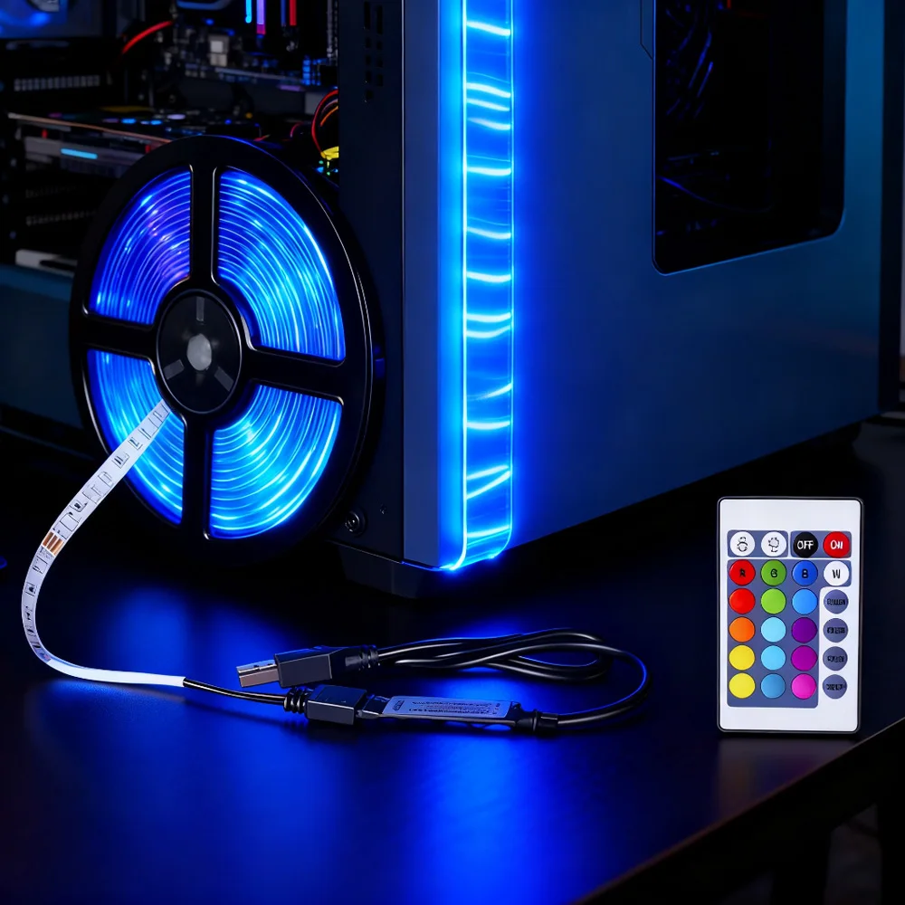

USB 5V RGB LED Strip Light SMD2835 Flexible waterproof Lamp Tape Lights TV Background Lighting Desk Room Decoration Lighting