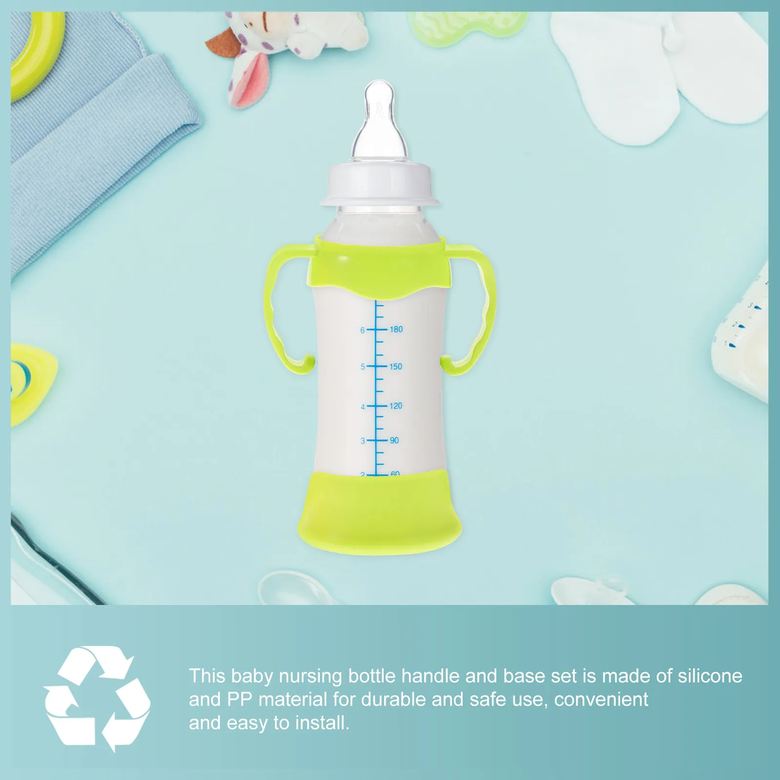 

4Sets Baby Bottle Handle Silicone Base Feeding Bottle Holder Ergonomic Grip Easy Attach Infant Nursing Milk Supplies