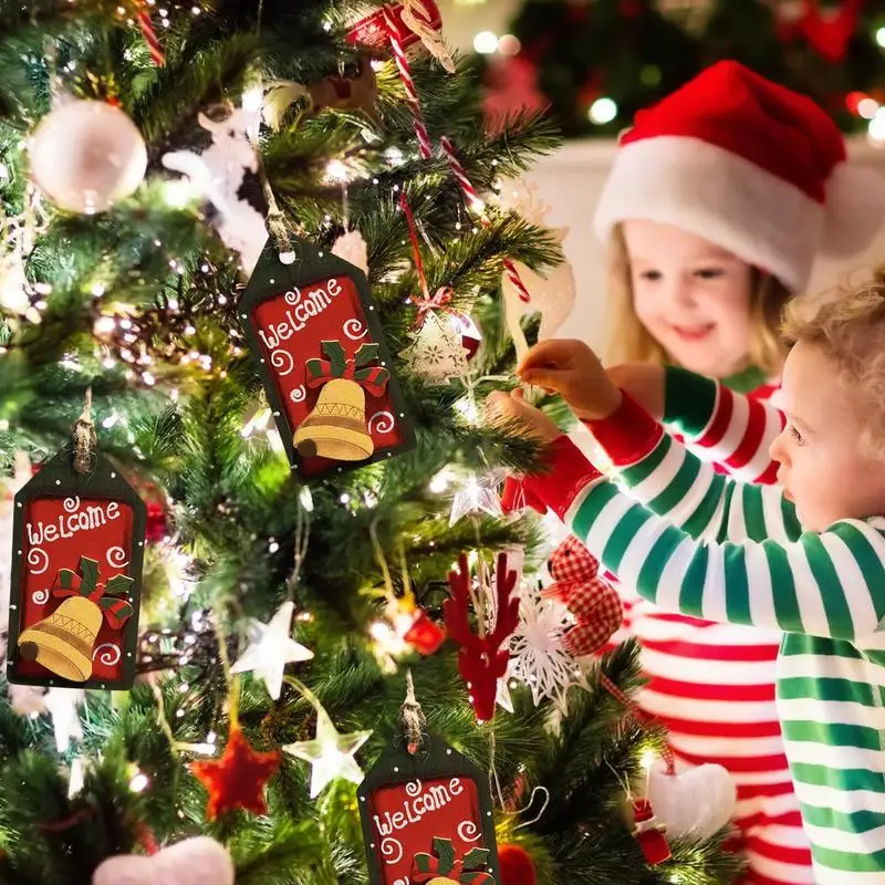 Enfeites de árvore de natal de madeira árvore de natal pendurado decorações pingente natal casa decoração de casamento presentes de ambiente de férias