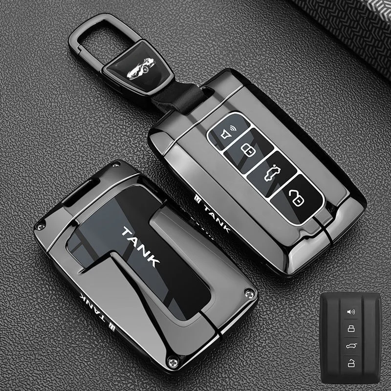 Zinc Alloy Car Key Case for Great Wall GWM WEY TANK 300 500 Tank300 Tank500 Remote Cover Bag Shell Keychain Holder Accessories