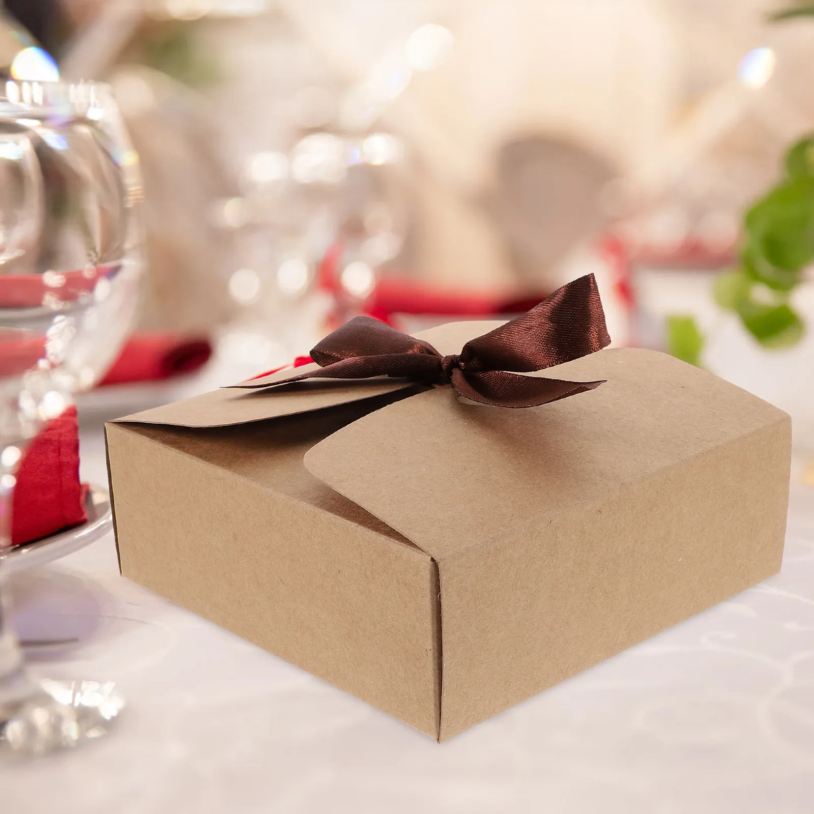 20 Cajas de Regalo Cuadradas Grandes de Papel Kraft Marrón para Almacenamiento de Dulces en Bodas y Fiestas