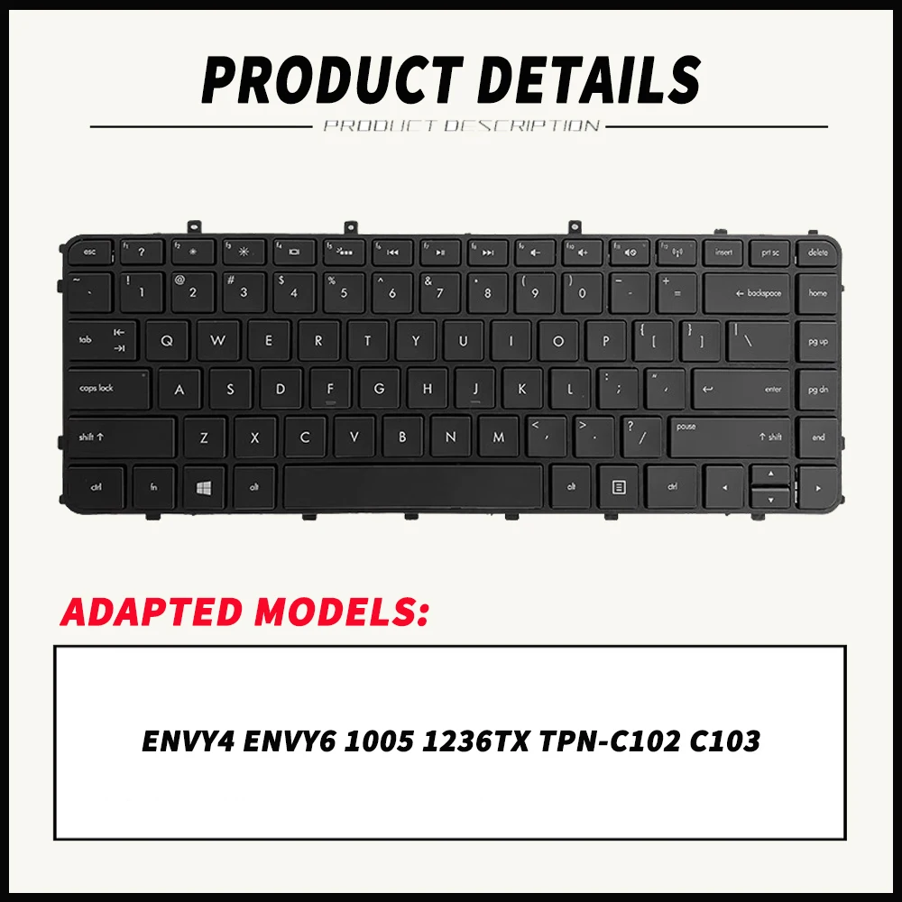 For HP ENVY4 ENVY6 1005 1236tx TPN-C102 C103 Black Frame/Silver Frame Laptop Keyboard