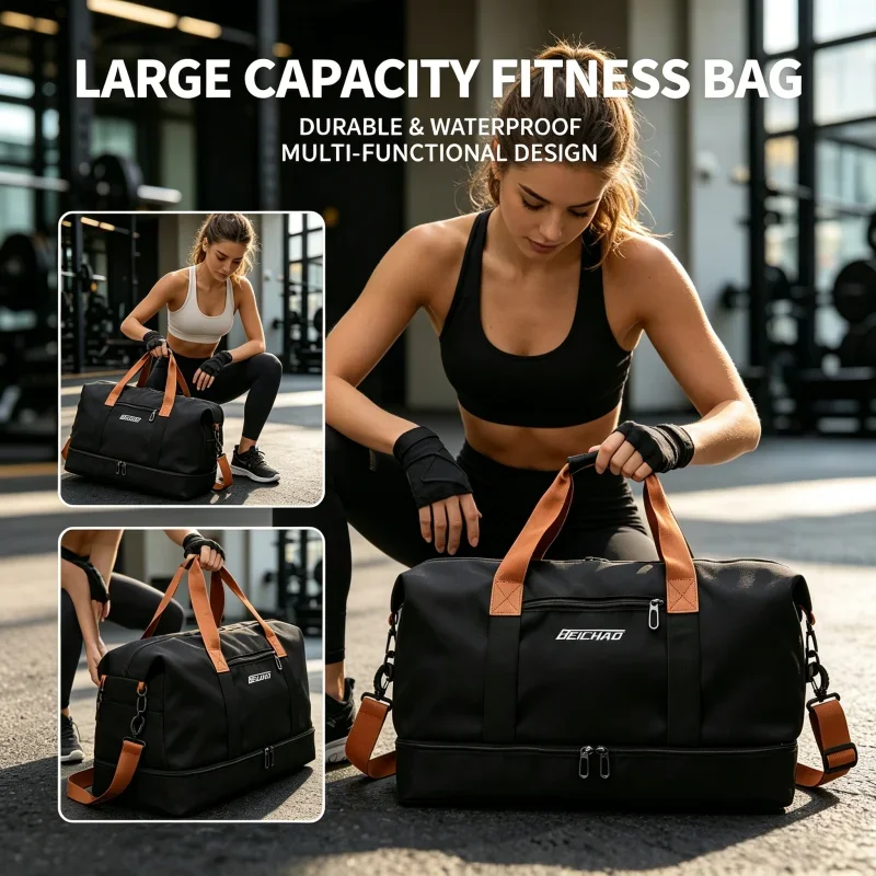 Fitness  Large capacity Short distance luggage portable fitness  Travel Shoulder handbag Men's sports waterproof bag