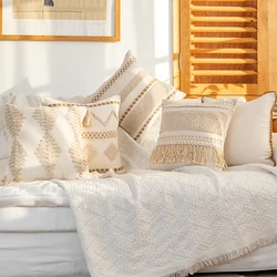 45x45cm Bohemian Plush Throw Pillow Cover Romantic Sunshine Sofa Cushion Waist Cover Geometric Tassel Homestay Style Pillowcase