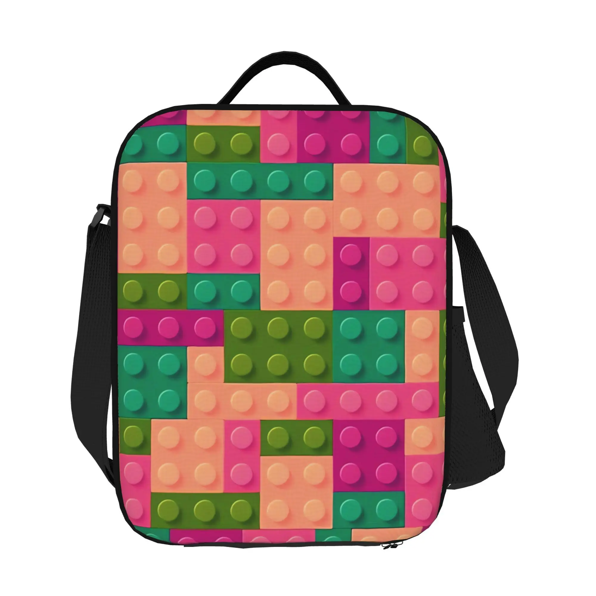 Building Blocks Minimalist Lunch Bag for Daily Work Travel Office Commute Casual Use Food Contact Safe